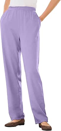 Woman Within Plus Size 7-Day Knit Straight Leg Pant Stretch Elastic Waist Petite & Tall