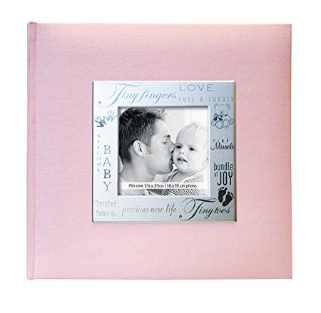MCS MBI 846611 9 by 9-Inch Fabric Expressions with Frame Front 200 Pocket Album in Baby Pink
