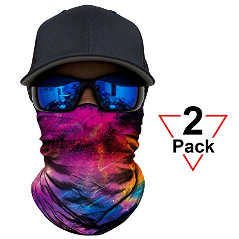 AXBXCX 2 Pack - Versatile Galaxy Print Balaclava Face Mask for Outdoor Sport