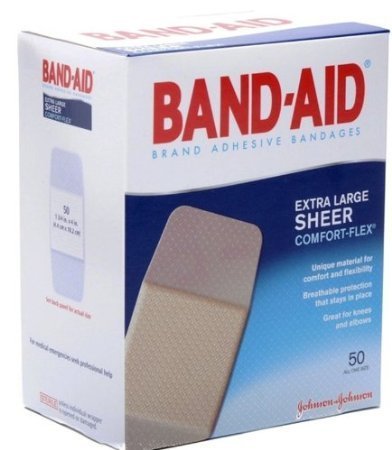 Band-Aid Adhesive Bandages, Sheer Extra Large, 1 3/4" X 4", 50 Count