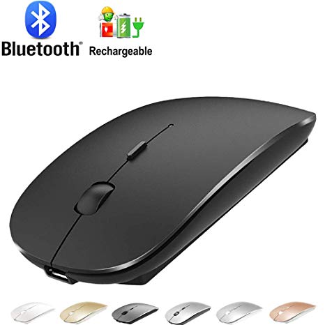 Rechargeable Bluetooth Mouse for Laptop Mac Pro Air Bluetooth Wireless Mouse for MacBook pro MacBook Air MacBook Mac Window Laptop (Bluetooth Mouse/Black)