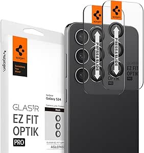 Spigen Camera Lens Screen Protector [GlasTR EZ Fit Optik Pro] Designed for Galaxy S24 [Case Friendly] - Black [2 Pack]