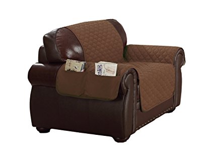 Duck River Textiles Reynold Reversible Water Resistant Chair Cover In Chocolate/Natural (with Pockets!), Geometric