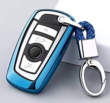 ontto for BMW Keycase Premium Soft TPU 360 Degree Full Protection Remote Control Key Shell Key Case Key Rings Cover for BMW 1 3 4 5 6 7 Series and Compatible with BMW X3 X4 M2 M3 Keyless (Blue)