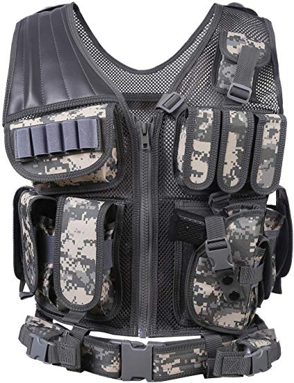 Hotsung Tactical Vest for Military Combat Training/Field Operations and Special Missions - Lightweight Breathable Airsoft Vest/Adjustable Sizes/Men/Women/600D Assault Gear