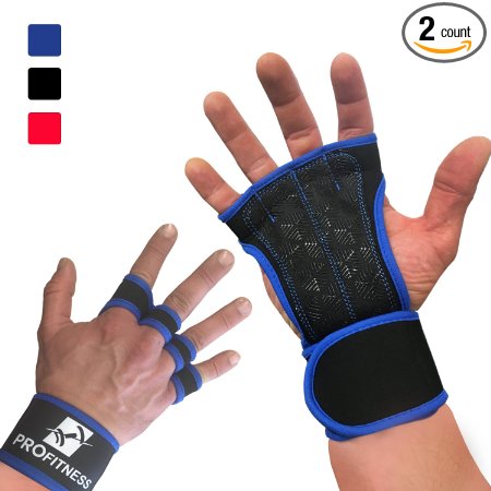 CrossFit Gloves by ProFitness | Non-Slip Palm Silicone Weight lifting Glove to avoid Calluses | Perfect for Cross Training, WODs & Weightlifting | With Wrist Wrap Support, Ideal for both Men & Women