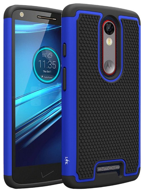 Droid Turbo 2 Case, LK [Shock Absorption] Hybrid Dual Layer Armor Defender Protective Case Cover for Verizon Motorola Droid Turbo 2 (Blue)