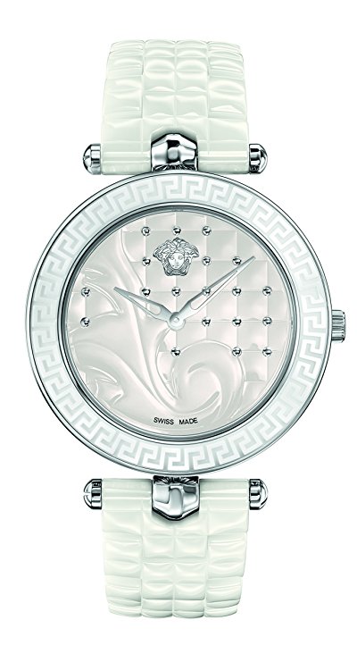 Versace Women's 'Vanitas' Swiss Quartz Stainless Steel and Ceramic Casual Watch, Color:White (Model: VAO010016)