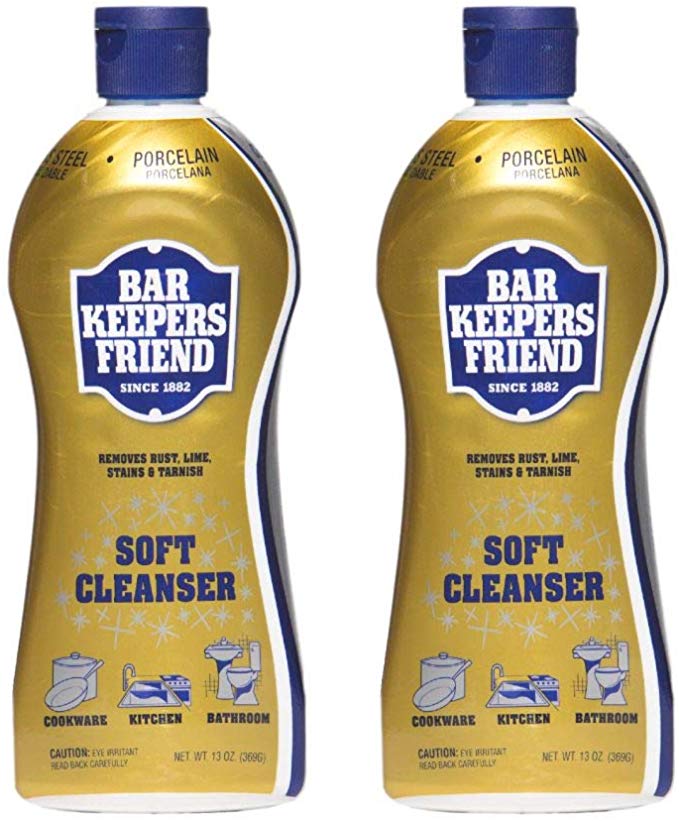 Bar Keepers Friend Soft Cleanser Liquid 13 oz Multipurpose Cleaner & Rust Stain Remover for Stainless Steel Sinks and Countertops, Porcelain and Ceramic Tile, Copper, Brass, and More (2)