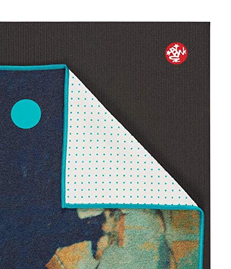 Yogitoes Manduka Yoga Towel for Mat, Non-Slip and Quick Dry for Hot Yoga with Rubber Bottom Grip Dots, 68 Inch Long, Thin and Lightweight for Portability, Design