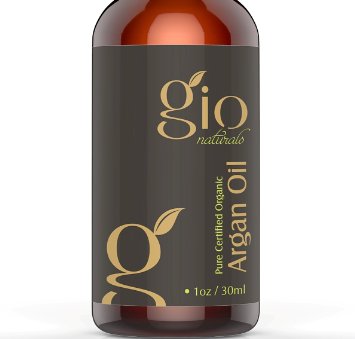 Gio Naturals Organic Cold Pressed Virgin Moroccan Argan Oil For Hair Skin Face and Nails 1 Oz