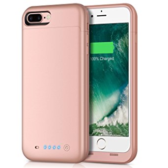 iPhone 8 Plus/7 Plus Battery Case,7000mAh Battery Pack Charger Case for 8 Plus Extended Portable Battery Charging Case for iPhone 7 Plus,8 Plus (Rose Gold)