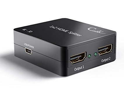 Cingk 4Kx2K HDMI Splitter V 1.4 Certified 1X2 Signal Distributor 1 In 2 out for Full Ultra HD 2160P Video&1.4 HDCP 3D Support HDTV PS3 Xbox DVD Blu-ray,Black