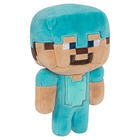JINX Minecraft Happy Explorer Diamond Steve Plush Stuffed Toy (Multi-Color, 7" Tall)