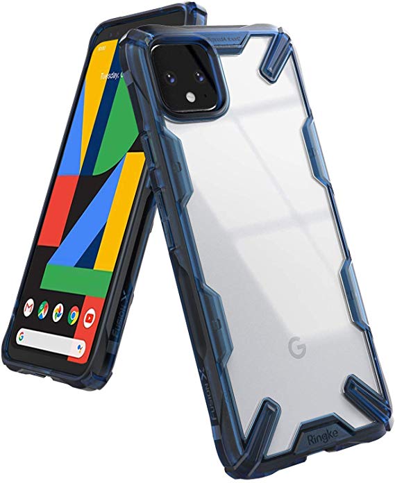 Ringke Fusion X Designed for Google Pixel 4 XL Case, Rugged TPU with Crystal Clear PC Protection for Google Pixel 4XL Case (2019) - Space Blue