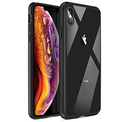 Mkeke Compatible with iPhone Xs Max Case,Clear Anti-Scratch Shock Absorption Cover Case iPhone Xs Max-Black