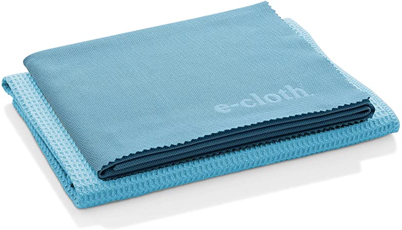 E-Cloth Window Cleaning Pack, Microfiber Glass Scrubbing Cloth & Polishing Cloth (Set of 2), Blue