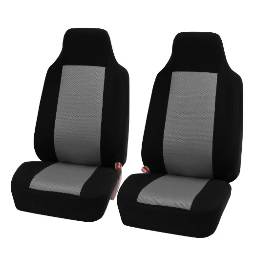 HOLIDAY SALE  FH-FB102102 Classic Bucket Cloth Car Seat Covers Grey  Black color - Fit Most Car Truck Suv or Van