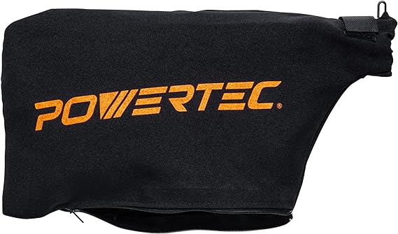 POWERTEC Miter Saw Dust Collector Bag for 7-1/4", 8-1/2", Fits Nominal 1-1/2" Dust Ports, Expands to 1-5/8", Hook and Loop Dust Bag w/Zipper, Wired Adjustable Stand Miter Saw Accessories (75081)