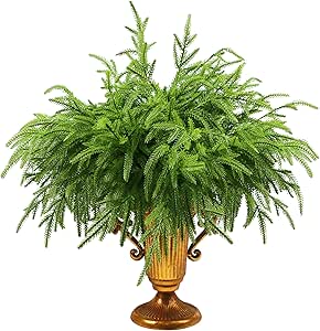 12Pcs Artificial Norfolk Pine Branches 18" Plastic Christmas Plants Decor Faux Greenery Stems Pine Picks Outdoor Faux Plants UV Resistant for Xmas Indoor, Front Porch Home Décor (12, 18inch)