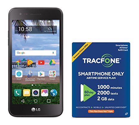 TracFone LG Rebel 2 4G LTE Prepaid Smartphone with Amazon Exclusive Free $40 Airtime Bundle