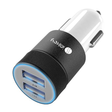 Car Charger IMKEY 21A Dual USB Port Rapid Car Charger Adapter for Apple iPhone iPad Samsung Google Nexus 7 HTC LG And More - Black