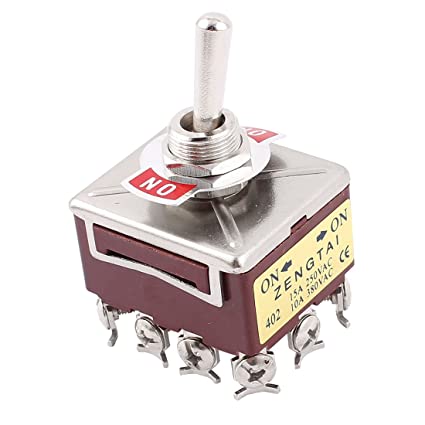 uxcell AC 15A/250V 10A/380V 12 Screw Terminals On/On 4PDT Toggle Switch