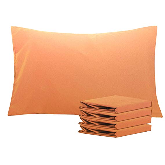 NTBAY Queen Pillowcases Set of 4, 100% Brushed Microfiber, Soft and Cozy, Wrinkle, Fade, Stain Resistant, with Envelope Closure, Pale Orange