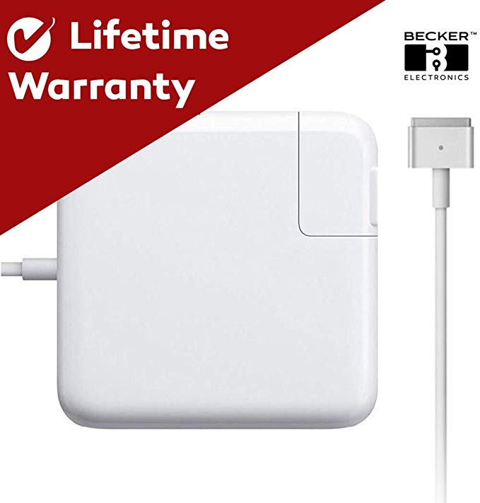 Becker TM MacBook Air Charger, 45w Power Adapter MagSafe 2 (T) Style Connector - Superior Heat Control - Replacement Charger Mac Book Air T-Tip, Retina 11 inch - 13 inch, White