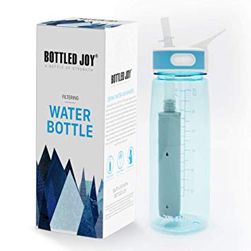 BOTTLED JOY Water Bottle with Filter, Filtering Water Bottle,2-Stages,BPA Free,Ultrafiltration Membrane Filter