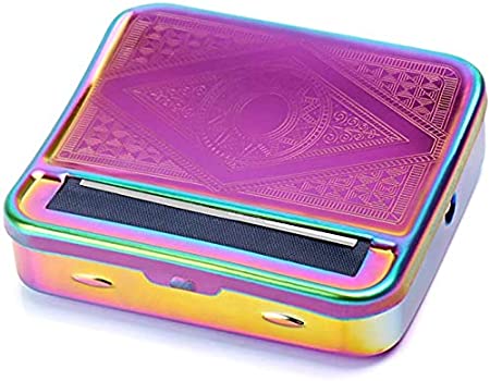 Automatic Rolling Box，70mm Cigarette Rolling Machine ，Manual Cigarette Tobacco Rolling Machine Portable Metal Box for Rolling Tobacco, Smoking Roller and Storage Case (Colorful)