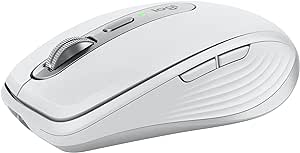 Logitech MX Anywhere 3S Compact Wireless Mouse, Fast Scrolling, 8K DPI Any-Surface Tracking, Quiet Clicks, Programmable Buttons, USB C, Bluetooth, Windows PC, Linux, Chrome, Mac - Pale Grey