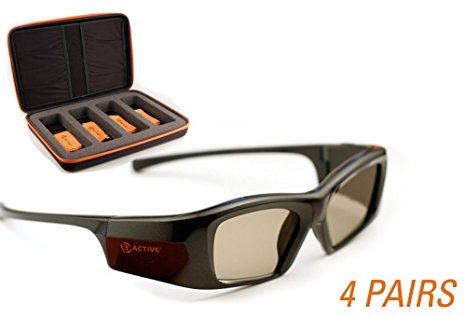 3ACTIVE EPSON-Compatible 3D Glasses. Rechargeable. FOUR-PACK