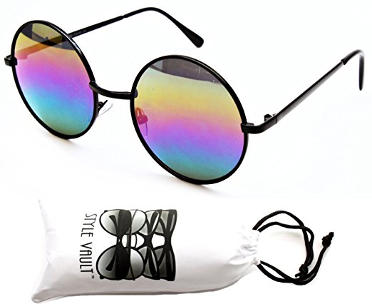 V132-vp 2" Lens Round Metal Sunglasses