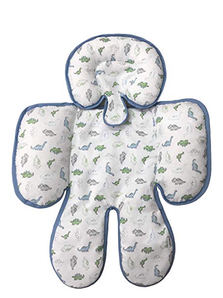 Little Me Reversible Baby Full Body Support for Head and Neck, Car Seat and Stroller, Dino