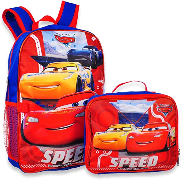 Disney Cars Jackson & Lightning McQueen 16" Backpack With Lunch Box-2 Piece Set