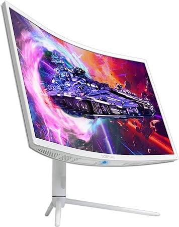 Sceptre 27" Curved Nebula White QHD 2K Monitor 2560 x 1440p up to 165Hz 1ms HDR1000 99% sRGB Ambient Light Sensor Luminous Backcover Lights Height Adjustable Build-in Speakers (C275B-QWN168W)