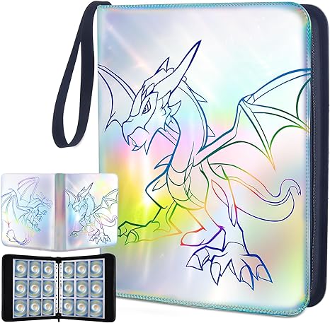 Trading Card Binder Card Holder - Lictin 9-Pocket Holographic Binder for Cards, Fits 810 Cards with 45 Removable Sleeves, 3-Ring Card Collection Album for Most Standard Size Cards, Double-sided