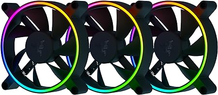 Razer Kunai Chroma Hydraulic RGB LED PWM Performance Fan (120mm)- Hydraulic aRGB PC Fans (Quiet, Powerful, Connect up to 8 Fans, PWN Fan Controller Support, Chroma aRGB) 3 Fans