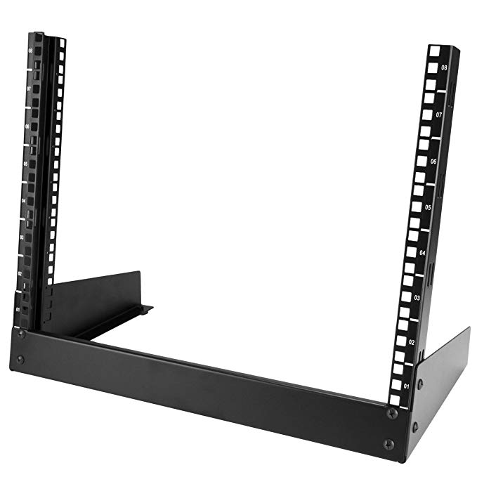 StarTech.com RK8OD 8U Desktop Rack 19" Open Frame Rail Components, Black