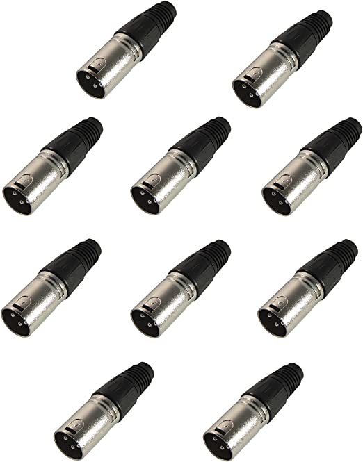 YCS Basics Wire Your Own Solder Type XLR Male Connector, 10 Pack