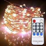 Fairy Lights 40 Feet X-long  240 Leds with Remote Control Dimmer Warm White Twinkling Lights on Copper Wire String Fading and Flash Effects Plus an E-book White 110220v Pw Adaptor