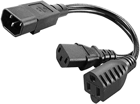 C14 to C13 NEMA 5-15R Y Splitter Power Plug Cord,Single C14 Male to C13 Nema 5-15R Female Splitter Adapter Cable Cord,30cm