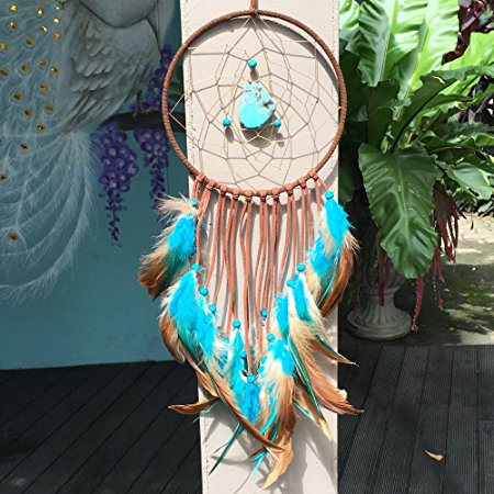 Dream Catcher ~ Handmade Traditional Boho style Feather Wall Hanging Home decoration gift 5.9" Diameter 18" Long