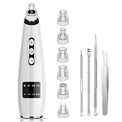 Blackhead Remover, Electric Facial Pore Cleaner Acne Comedone Extractor Tool with 6 Suction Probes, 4 Blackhead Extractors for All Facial Skin by PYBBO