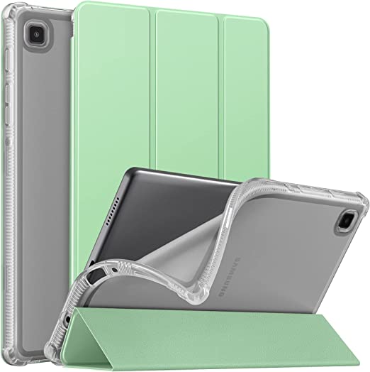 MoKo Case Fits Samsung Galaxy Tab A7 Lite 8.7 Inch SM-T225/T220/T227, Slim Lightweight Case Trifold Stand Case with Soft TPU Translucent Frosted Back Shell for Galaxy Tab A7 Lite, Green