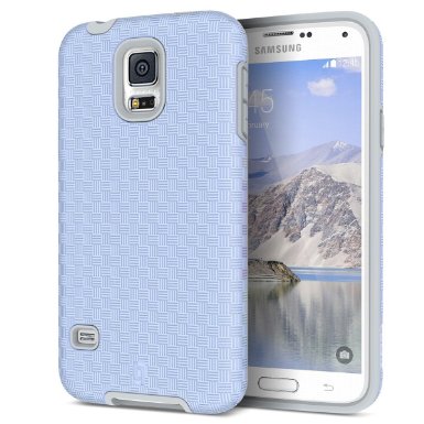 Galaxy S5 Case, S5 Case, ULAK [SLICK ARMOR] Rugged Pattern Grip Dual Layer [Bumper] Case Cover for Samsung Galaxy S5 i9600 S V SV- (Lavender/Gray)