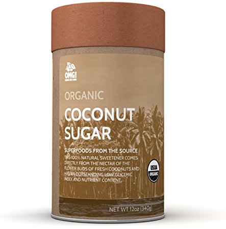 OMG! Superfoods Organic Coconut Sugar - 100% Pure, USDA Certified Organic Cocunt Sugar – 12oz