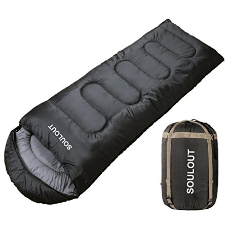 SOULOUT Sleeping Bag – 4 Season Warm Weather and Winter, Lightweight, Waterproof – Great for Adults & Kids - Excellent Camping Gear Equipment, Traveling, and Outdoor Activities