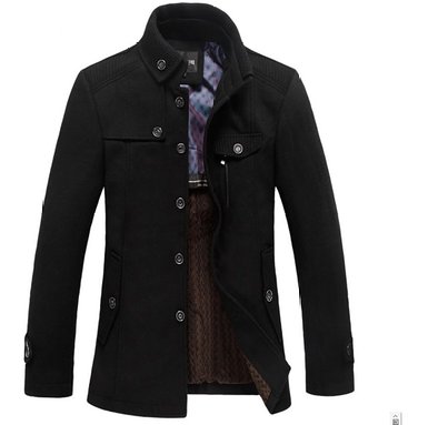 sulandy @ Men's Winter Warm Soft Wool Blend Pea Coats Slim Fit black grey